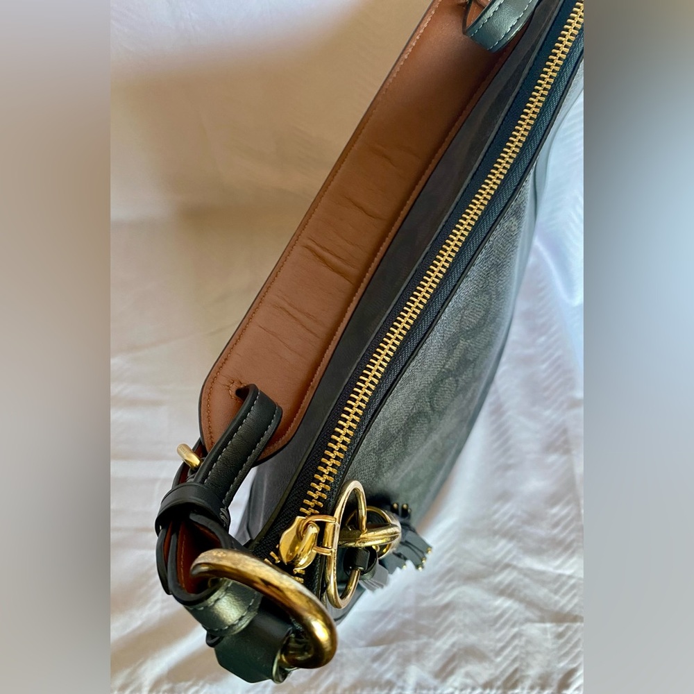 Coach Sutton Hobo Leather Bag Charcoal/Navy/Gold - Picture 5 of 14